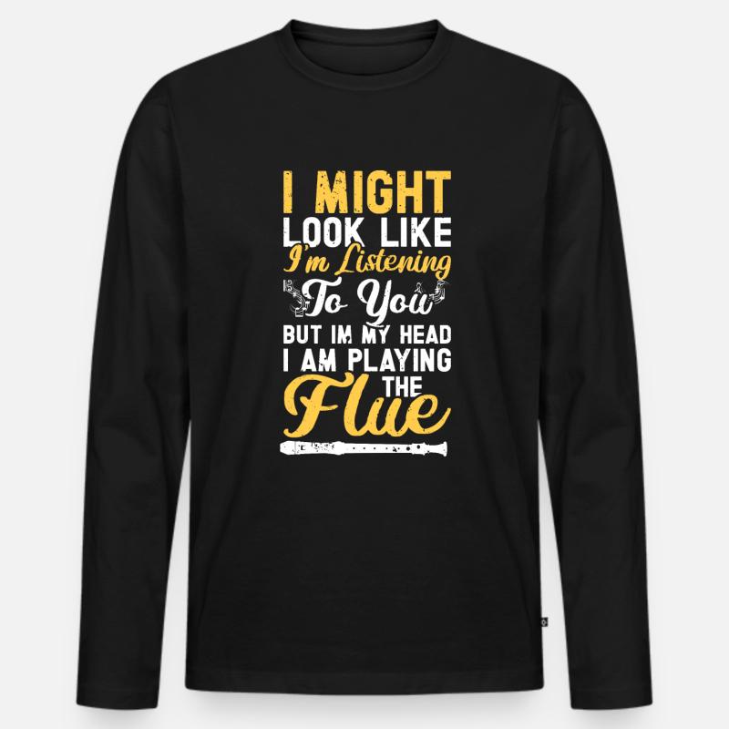 Flöte - Männer Premium Bio Langarmshirt - Schwarz