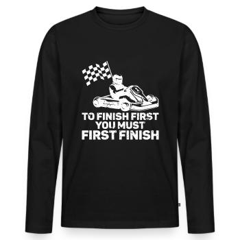 Faire du karting - T-shirt manches longues Premium bio Homme - noir - Devant - Nico (187cm)