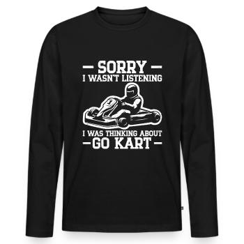 Faire du karting - T-shirt manches longues Premium bio Homme - noir - Devant - Nico (187cm)