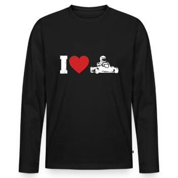 Faire du karting - T-shirt manches longues Premium bio Homme - noir - Devant - Nico (187cm)