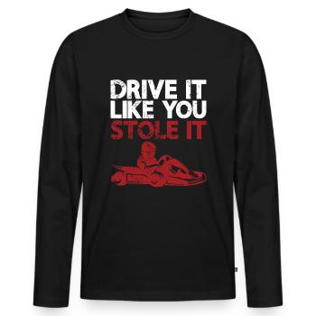 Faire du karting - T-shirt manches longues Premium bio Homme - noir - Devant - Nico (187cm)
