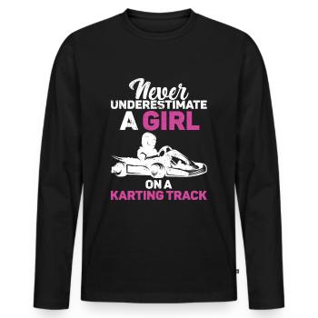 Faire du karting - T-shirt manches longues Premium bio Homme - noir - Devant - Nico (187cm)