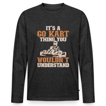 Geh Kart - Männer Premium Bio Langarmshirt - Anthrazit meliert - Vorne - Nico (187cm)