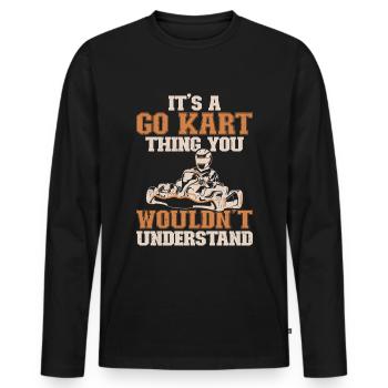 Faire du karting - T-shirt manches longues Premium bio Homme - noir - Devant - Nico (187cm)