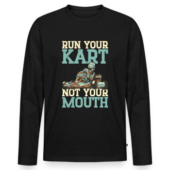 Faire du karting - T-shirt manches longues Premium bio Homme - noir - Devant - Nico (187cm)