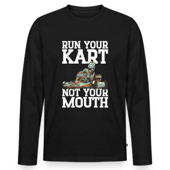 Faire du karting - T-shirt manches longues Premium bio Homme - noir - Devant - Nico (187cm)