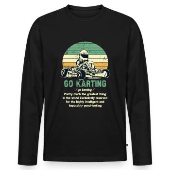 Faire du karting - T-shirt manches longues Premium bio Homme - noir - Devant - Nico (187cm)