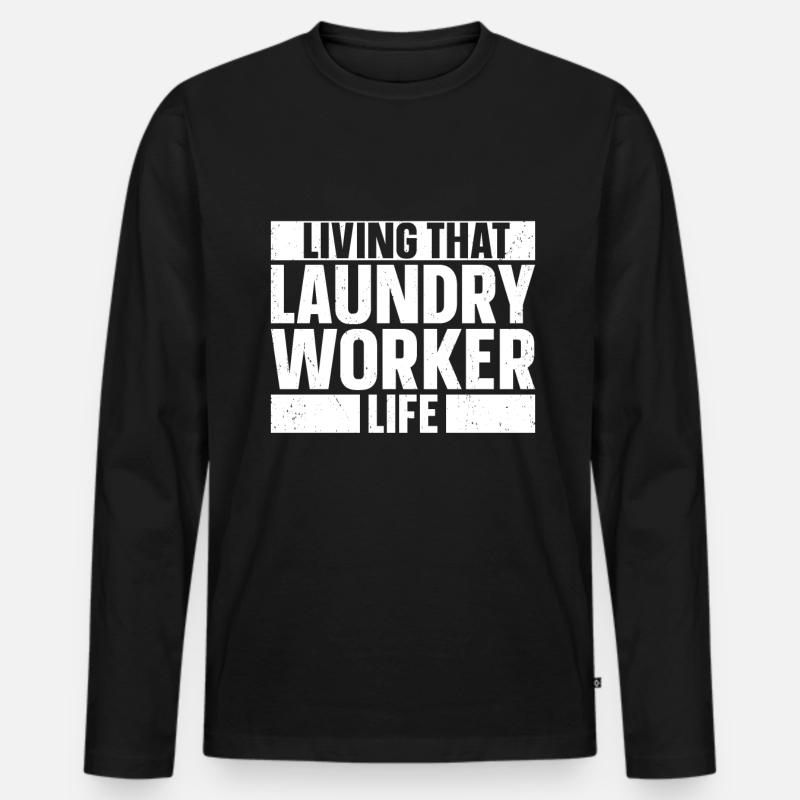 Wascharbeiter - Männer Premium Bio Langarmshirt - Schwarz