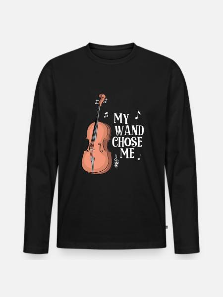 Violoncello - Strumento musicale - Maglia a manica lunga ecologica premium da uomo - nero