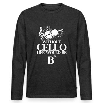 Violoncelle -Instrument de musique - T-shirt manches longues Premium bio Homme - anthracite chiné - Devant - Nico (187cm)