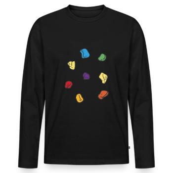 Wall climbing Bouldering rock face - Men's Premium Organic Long Sleeve Shirt - black - Front - Nico (187cm)
