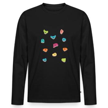 Wall climbing Bouldering rock face - Men's Premium Organic Long Sleeve Shirt - black - Front - Nico (187cm)