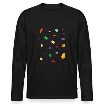 Wall climbing Bouldering rock face - Men's Premium Organic Long Sleeve Shirt - black - Front - Nico (187cm)