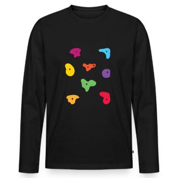 Wall climbing Bouldering rock face - Men's Premium Organic Long Sleeve Shirt - black - Front - Nico (187cm)