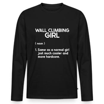 Wall climbing Bouldering rock face - Men's Premium Organic Long Sleeve Shirt - black - Front - Nico (187cm)