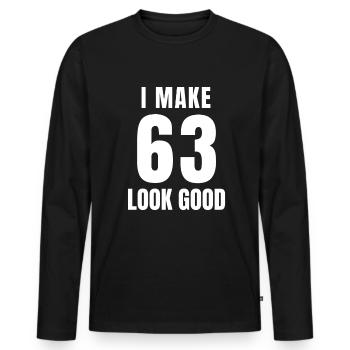 63 ans drôle 63e anniversaire citation 63 ans - T-shirt manches longues Premium bio Homme - noir - Devant - Nico (187cm)