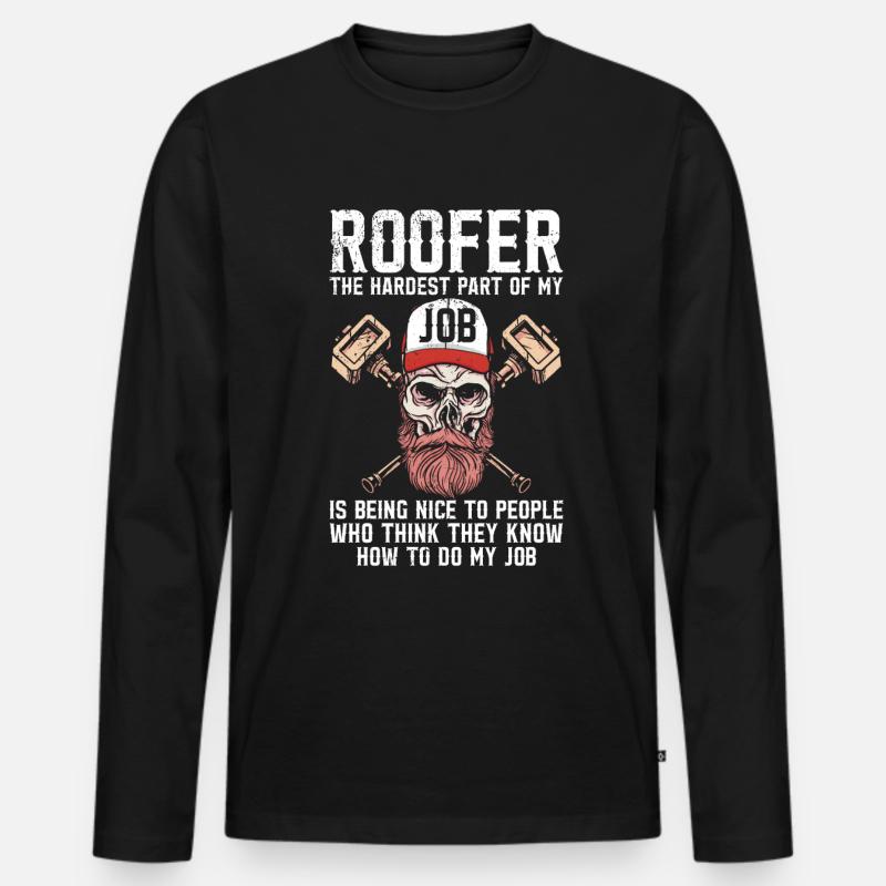 Dachdecker -Dachhäuser Reparaturen - Männer Premium Bio Langarmshirt - Schwarz