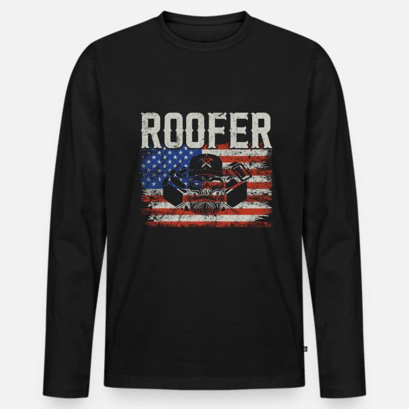 Dachdecker -Dachhäuser Reparaturen - Männer Premium Bio Langarmshirt - Schwarz