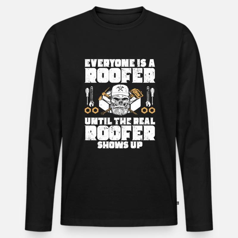 Dachdecker -Dachhäuser Reparaturen - Männer Premium Bio Langarmshirt - Schwarz