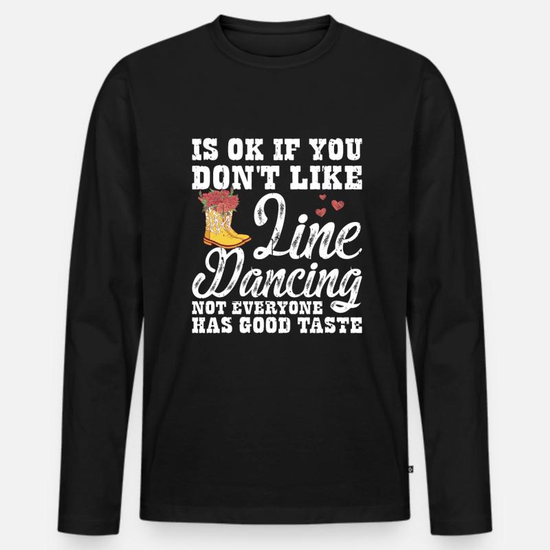 Line Dancing Cowboy Boots Western - Männer Premium Bio Langarmshirt - Schwarz