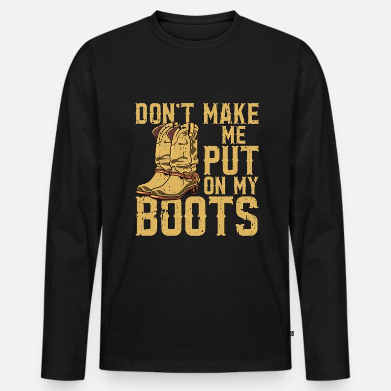 Line Dancing Cowboy Boots Western - Männer Premium Bio Langarmshirt - Schwarz