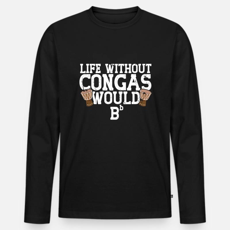 Conga Drum Musician Drumline - Männer Premium Bio Langarmshirt - Schwarz