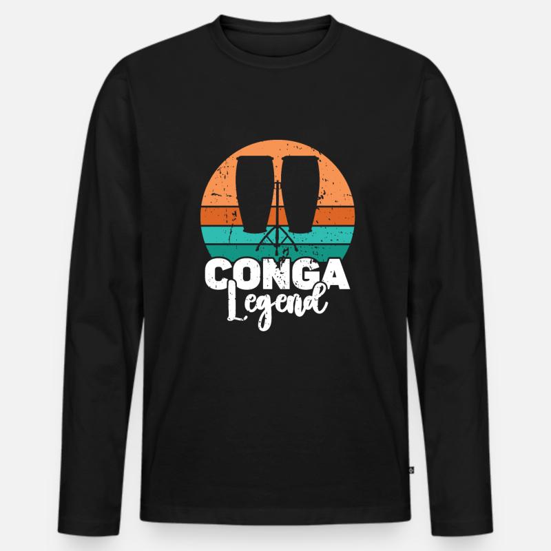 Conga Drum Musician Drumline - Männer Premium Bio Langarmshirt - Schwarz
