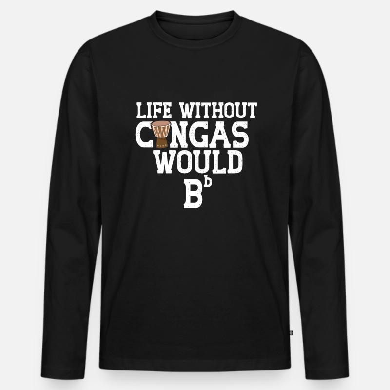 Conga Drum Musician Drumline - Männer Premium Bio Langarmshirt - Schwarz