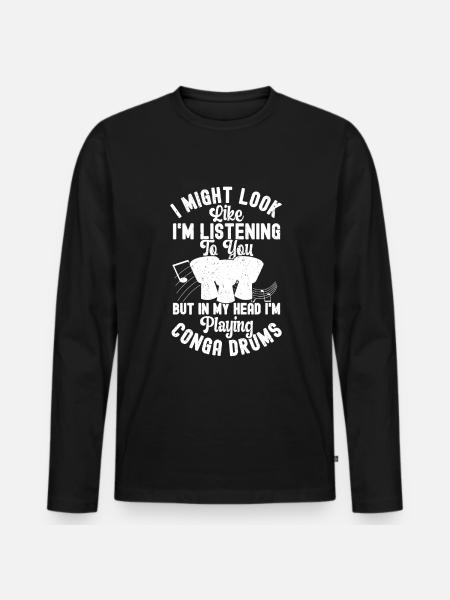 Conga Drum Musician Drumline - Men's Premium Organic Long Sleeve Shirt - black