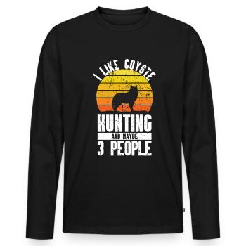 Chasse au coyote - T-shirt manches longues Premium bio Homme - noir - Devant - Nico (187cm)