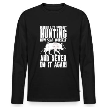 Chasse au coyote - T-shirt manches longues Premium bio Homme - noir - Devant - Nico (187cm)