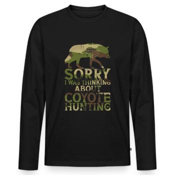 Chasse au coyote - T-shirt manches longues Premium bio Homme - noir - Devant - Nico (187cm)