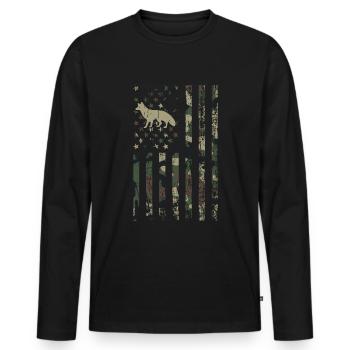 Chasse au coyote - T-shirt manches longues Premium bio Homme - noir - Devant - Nico (187cm)