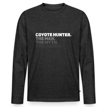 Chasse au coyote - T-shirt manches longues Premium bio Homme - anthracite chiné - Devant - Nico (187cm)