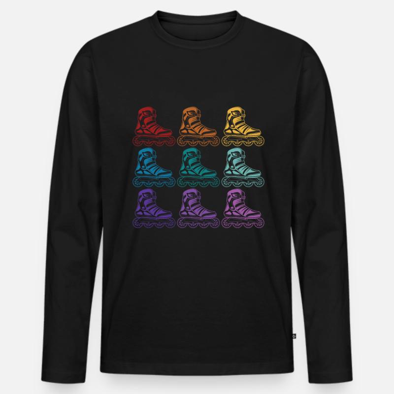 Rollschuhe - Männer Premium Bio Langarmshirt - Schwarz