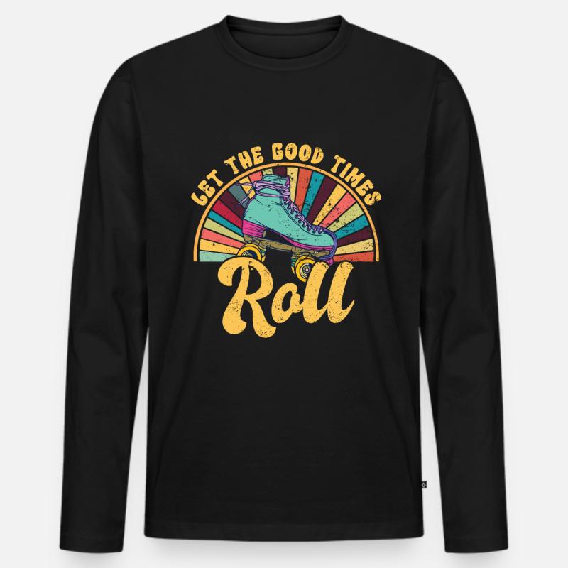 Rollschuhe - Männer Premium Bio Langarmshirt - Schwarz