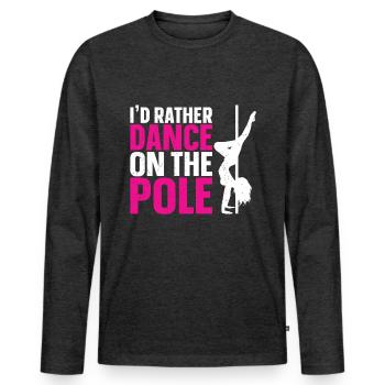 Pole Dance - T-shirt manches longues Premium bio Homme - anthracite chiné - Devant - Nico (187cm)
