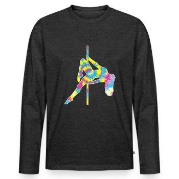 Pole Dance - T-shirt manches longues Premium bio Homme - anthracite chiné - Devant - Nico (187cm)