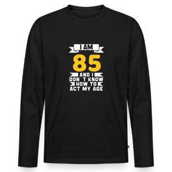 85 Jahre altes 85. lustiges Geburtstagsgeschenk - Männer Premium Bio Langarmshirt - Schwarz - Vorne - Nico (187cm)