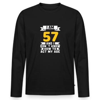 57 Jahre altes 57. lustiges Geburtstagsgeschenk - Männer Premium Bio Langarmshirt - Schwarz - Vorne - Nico (187cm)