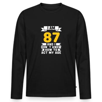 87 Jahre altes 87. lustiges Geburtstagsgeschenk - Männer Premium Bio Langarmshirt - Schwarz - Vorne - Nico (187cm)