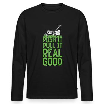 Mowing - Men's Premium Organic Long Sleeve Shirt - black - Front - Nico (187cm)