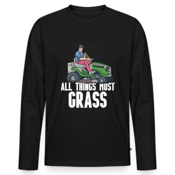 Mowing - Men's Premium Organic Long Sleeve Shirt - black - Front - Nico (187cm)