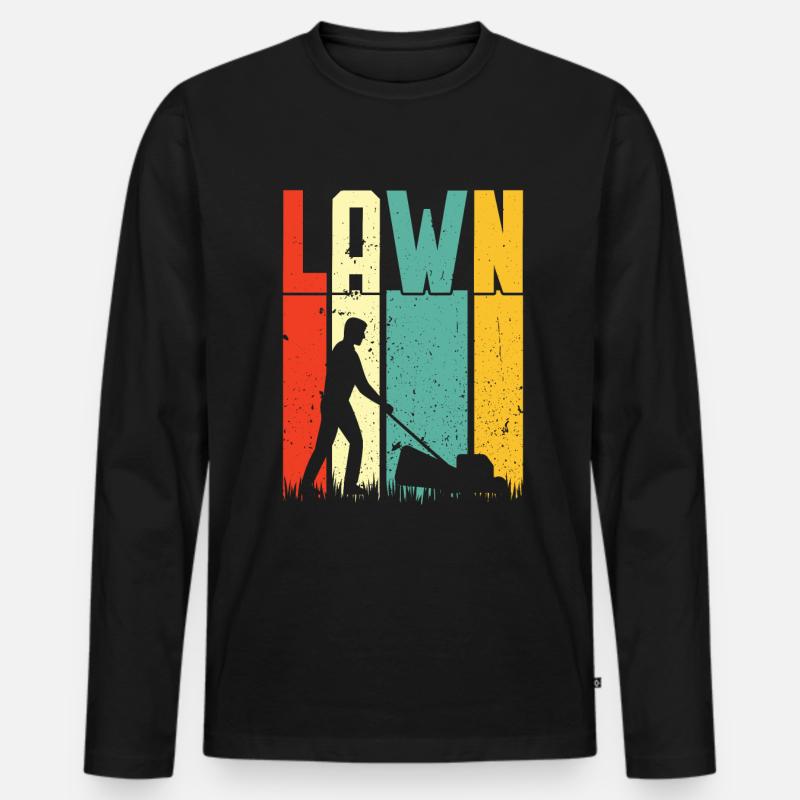 Rasenmähen - Männer Premium Bio Langarmshirt - Schwarz