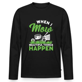 Mowing - Men's Premium Organic Long Sleeve Shirt - black - Front - Nico (187cm)