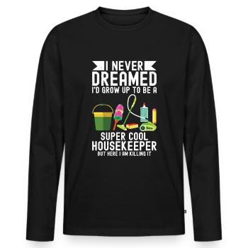 Ménage - T-shirt manches longues Premium bio Homme - noir - Devant - Nico (187cm)