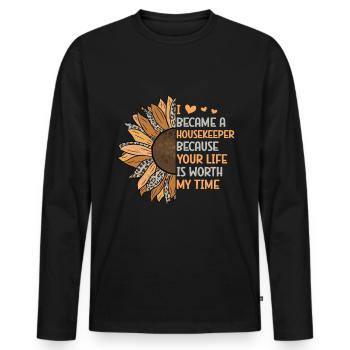 Ménage - T-shirt manches longues Premium bio Homme - noir - Devant - Nico (187cm)