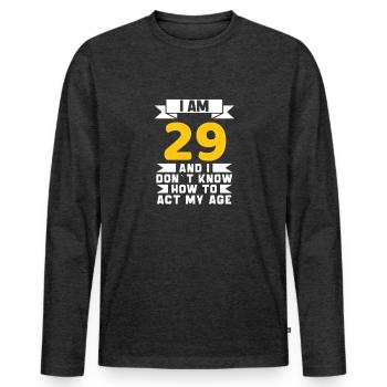 29 Years Old 29th Funny Birthday Gift - Men's Premium Organic Long Sleeve Shirt - heather anthracite - Front - Nico (187cm)