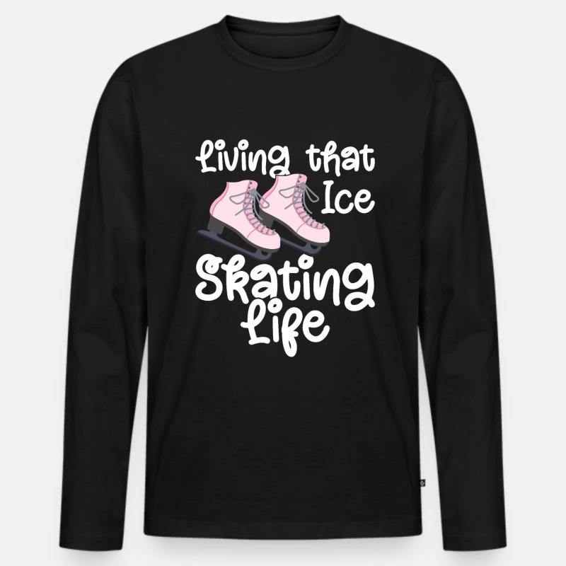 Eislaufen - Männer Premium Bio Langarmshirt - Schwarz
