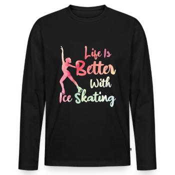 Eislaufen - Männer Premium Bio Langarmshirt - Schwarz - Vorne - Nico (187cm)